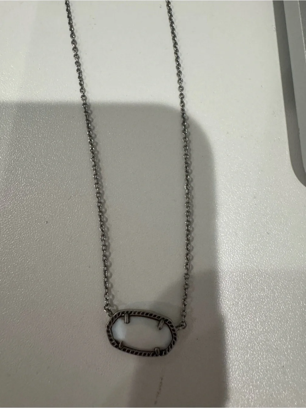 Kendra Scott Silver Textured Oval Link Necklace - Silver